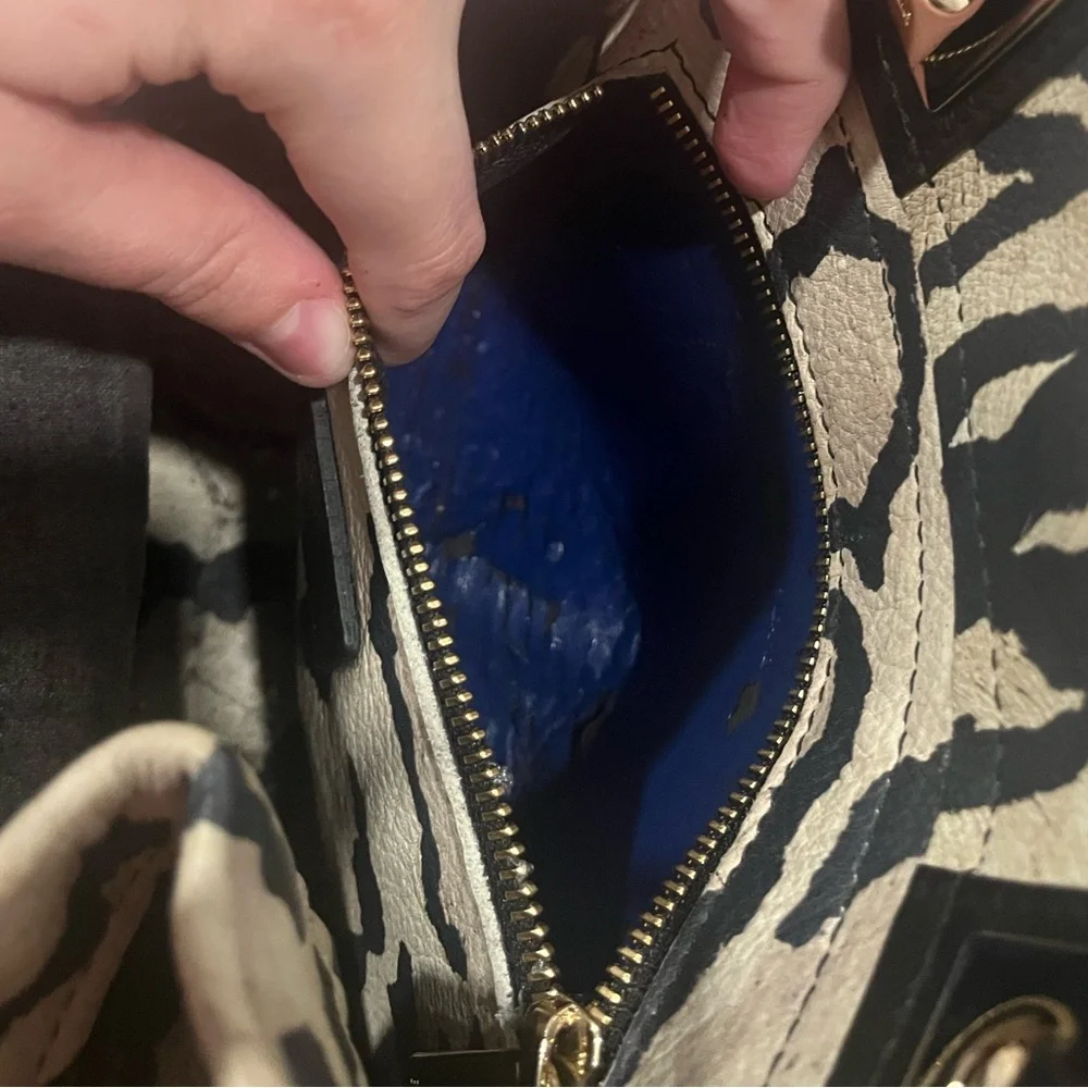 Furla Leopard Print Tote Bag - Black and Tan. Peeling inside***READ